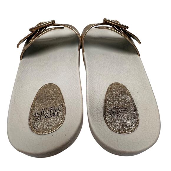 Frances Valentine Gold Slide Sandals - Picture 12 of 15